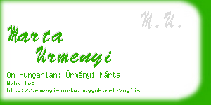 marta urmenyi business card